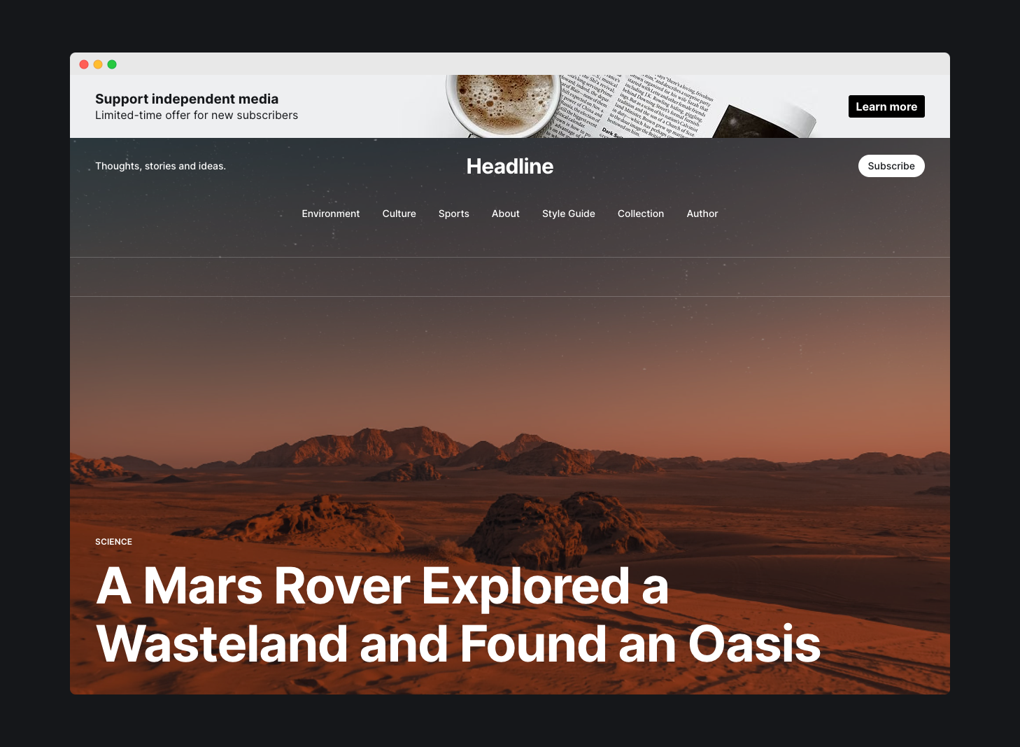 Banner on post page